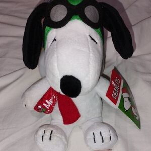 Aviator SNOOPY Plush Wearing MERRY CHRISTMAS Scarf 8" Peanuts 2016